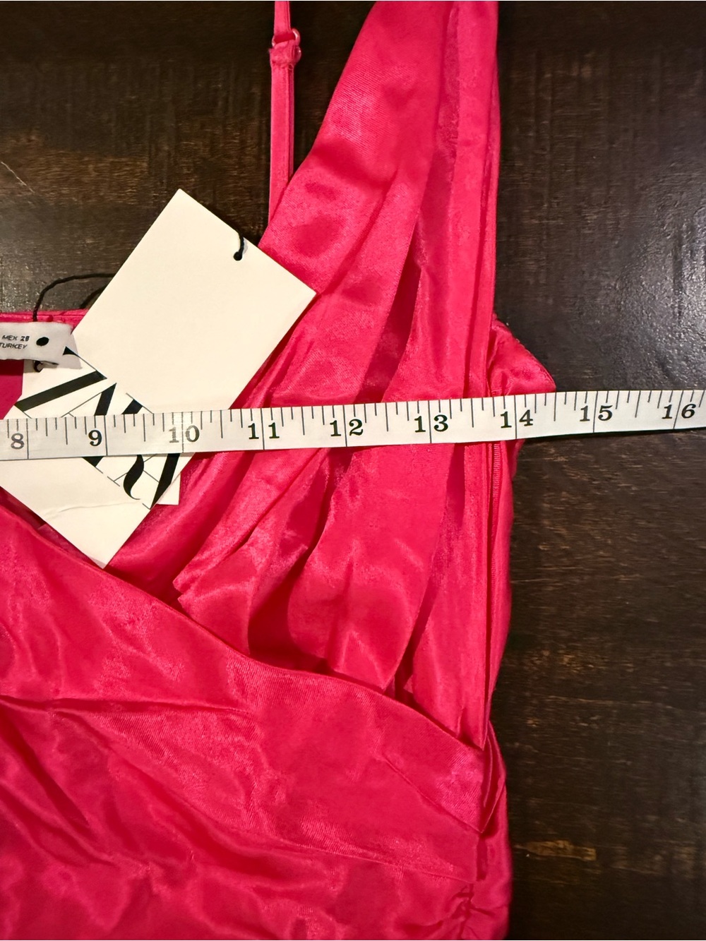 NWT Zara Fuchsia Satin Wrap Maxi Slip Dress Ruched Side Medium - Picture 10 of 13